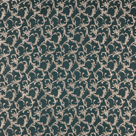 Uphill Climb Peacock by Carole Designer Fabric Blue Steel 100% Polyester China 35,000 Wyzenbeek Double Rubs 11 1/4" V, 4 3/4" H 56" - Swanky Fabrics -