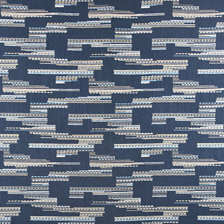 Dominguez Indigo by Carole Designer Fabric Well-Traveled 36% Polyester, 26% Cotton, 22% Viscose, 16% Linen China 40,000 Wyzenbeek Double Rubs </p><p>Repeat: 13 1/4" V, 11 1/2" H 56" - Swanky Fabrics -