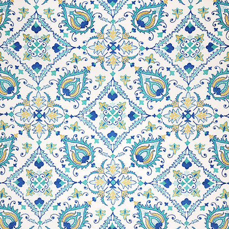 Faux Show Seaglass by Carole Designer Fabric First Impressions 100% Cotton India 25 1/4" V, 13 1/2" H HD 54" - Swanky Fabrics -