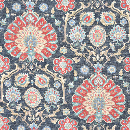 Traditions Of Ink by Carole Designer Fabric Bluebell 75% Cotton, 25% Linen Pakistan 27" V, 27" H HD 54" - Swanky Fabrics -