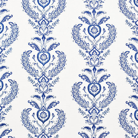 With Honor Navy by Carole Designer Fabric Bluebell 64% Polyester, 36% Cotton India 15 3/8" V, 25" H 50.75" - Swanky Fabrics -