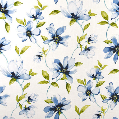 Nights In Georgia Indigo by Carole Designer Fabric Muse 100% Cotton Spain 30,000 Wyzenbeek Double Rubs 27" V, 13 1/2" H HD 54" - Swanky Fabrics -
