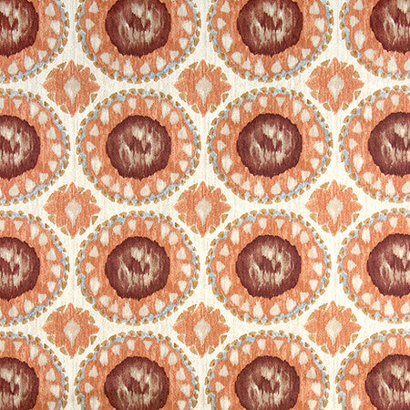 Setting Sun Auburn by Carole Designer Fabric Go West 100% Cotton 30,000 Wyzenbeek Double Rubs 8 3/8" V, 9 1/4" H 55" - Swanky Fabrics -
