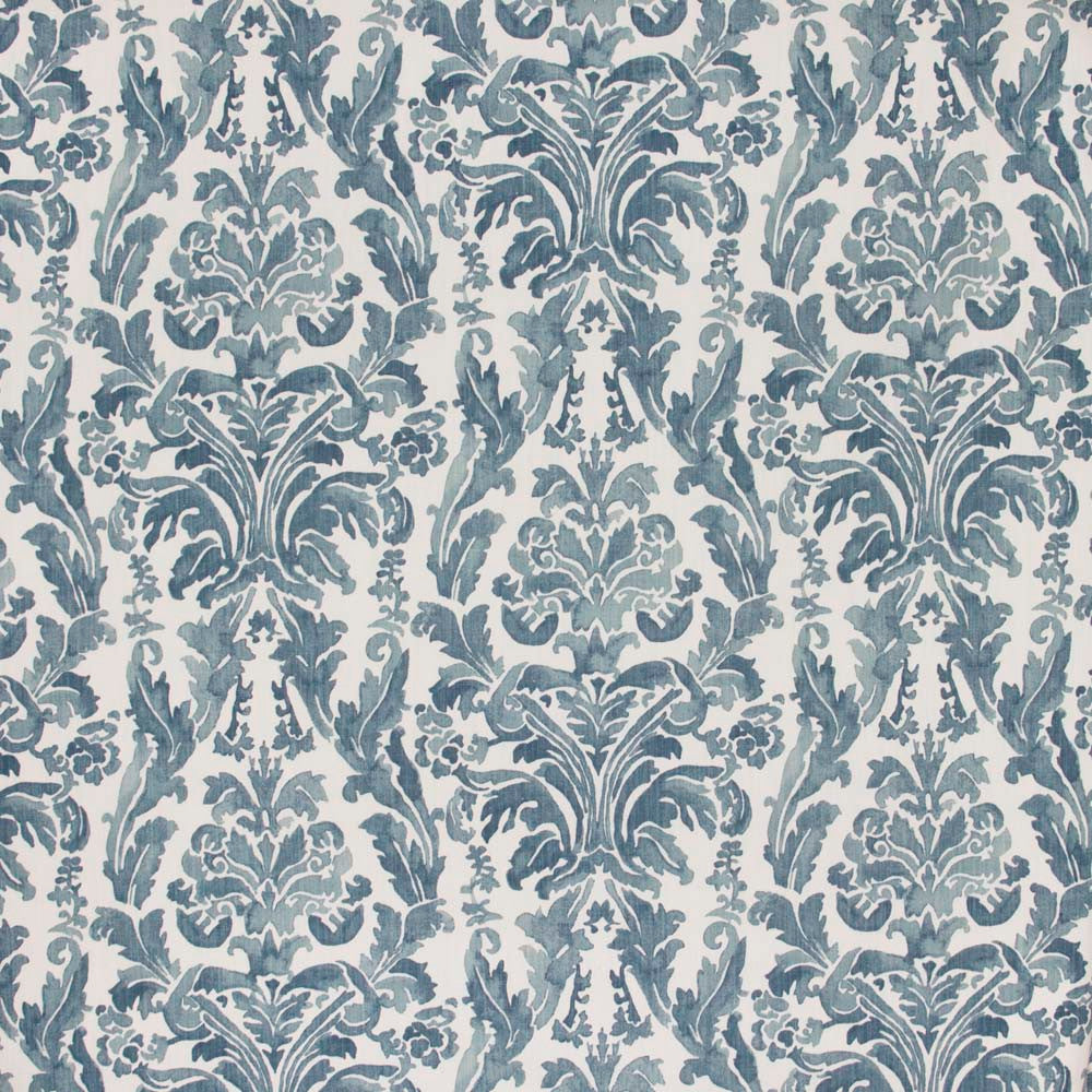 Heir Apparent Blue Ridge by Carole Designer Fabric French Navy 85% Cotton, 15% Linen Printed In USA Passes 24,000 Double Rubs Wyzenbeek Horizontal: 135 and Vertical: 2525 54 - Swanky Fabrics -