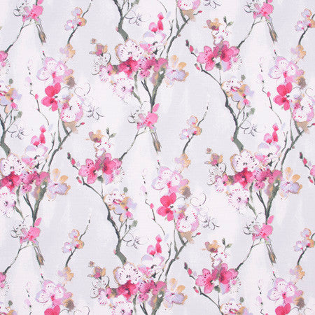 Another Time Wisteria by Carole Designer Fabric Azalea 100% Cotton S Korea Passes 15,000 Double Rubs Wyzenbeek 26" V, 27 1/4" H 54" - Swanky Fabrics -