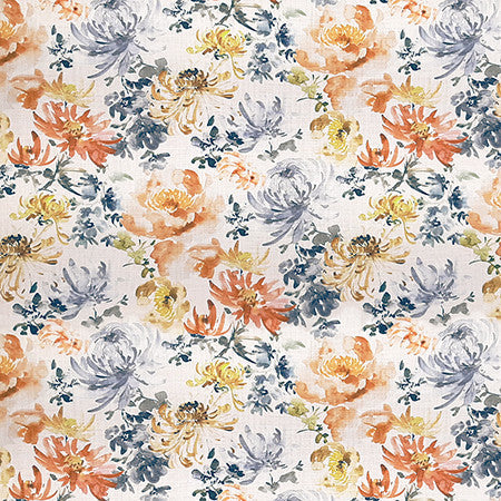 Flower Party Copper by Carole Designer Fabric Dawn & Dusk 100% Cotton India 10,000 WYZENBEEK DOUBLE RUBS 27" V, 13 1/2" H HD 54" - Swanky Fabrics -