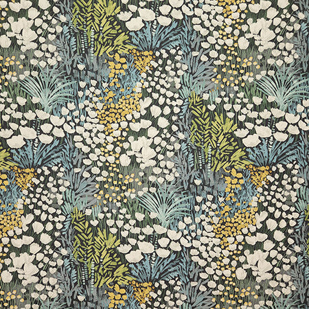 Blooming Meadow Bluestone by Carole Designer Fabric Evergreen 100% Cotton India 27 1/2" V, 13 3/4" H HD 55" - Swanky Fabrics -