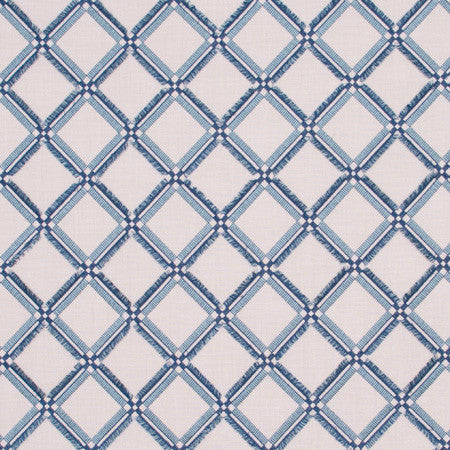 Diamonds Within Cerulean by Carole Designer Fabric Spearmint 42% Cotton, 42% Viscose, 16% Polyester India 4 1/2" V, 4 1/2" H 53.75" - Swanky Fabrics -