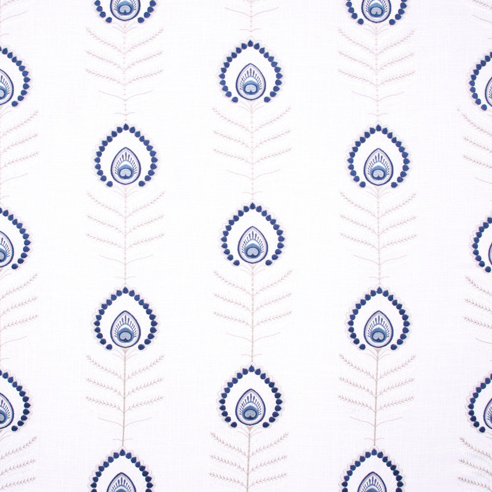 Peacock Feather Cobalt by Carole Designer Fabric Bluebird 60% Polyester, 30% Viscose, 10% Cotton China N/A Horizontal: 10.5 and Vertical: 11.75 52 - Swanky Fabrics -