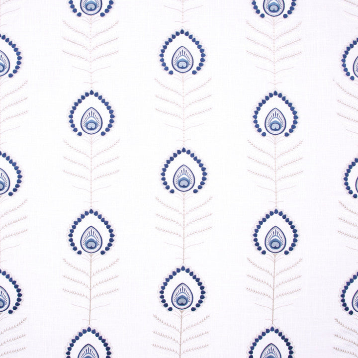Peacock Feather Cobalt by Carole Designer Fabric Bluebird 60% Polyester, 30% Viscose, 10% Cotton China N/A Horizontal: 10.5 and Vertical: 11.75 52 - Swanky Fabrics -