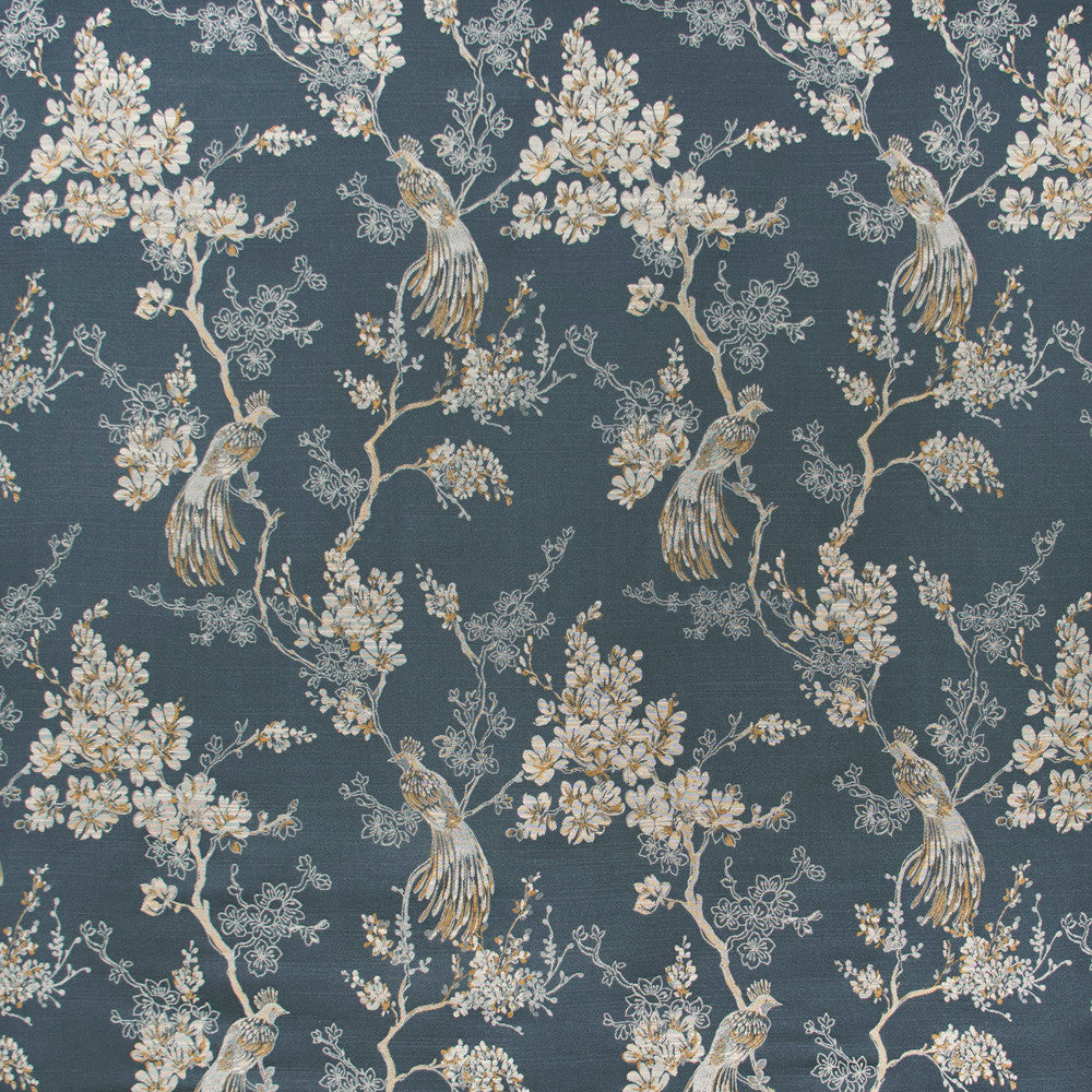 Bird In Waiting Cadet by Carole Designer Fabric Blue Forest 63% Polyester, 37% Viscose India N/A Horizontal: 135 and Vertical: 20625 51 - Swanky Fabrics -