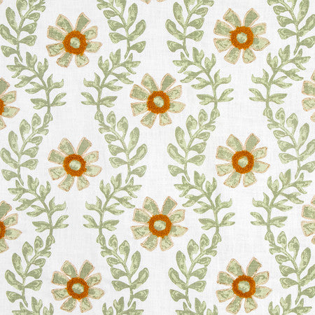 Kylie Thyme by Carole Designer Fabric Serene Green Base: 100% Cotton Embr: 50% Acrylic, 50% Viscose N/A 7 1/2" V, 10 1/2" H 54" - Swanky Fabrics -
