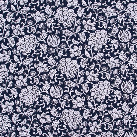 Simply Attractive Navy by Carole Designer Fabric Bluebird 52% Polyester, 48% Cotton India 9 1/2" V, 13" H 52" - Swanky Fabrics -
