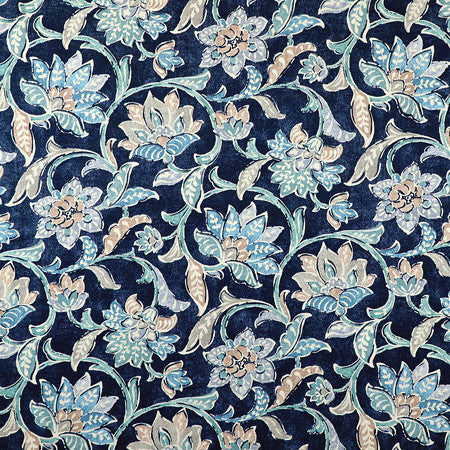For Your Eyes Navy by Carole Designer Fabric Blue Crush 75% Cotton, 25% Linen-Soil Repellent Pakistan 25" V, 13" H HD 54"" - Swanky Fabrics -
