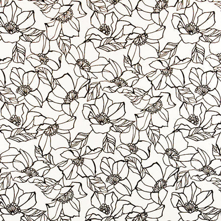 Flower Stencil Domino by Carole Designer Fabric Muse 100% Cotton Spain 50,000 Wyzenbeek Double Rubs 27" V, 13 1/2" H 54" - Swanky Fabrics -