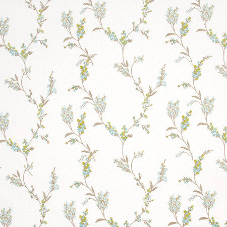 Think Of Me Spring by Carole Designer Fabric Blue Forest 50% Polyester, 50% Cotton India 15 3/8" V, 16 3/8" H 50.75" - Swanky Fabrics -