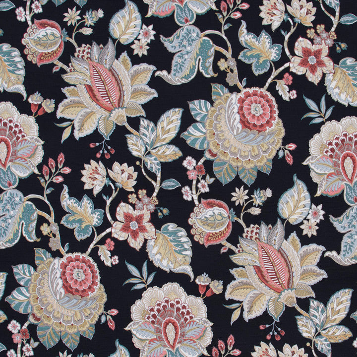 Any Tradition Jet by Carole Designer Fabric Azalea 100% Cotton Spain Passes 30,000 Double Rubs Wyzenbeek Horizontal: 27 and Vertical: 27 54 - Swanky Fabrics -
