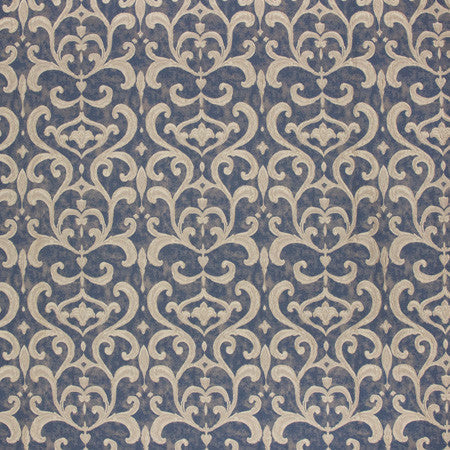 Family Heirloom Navy by Carole Designer Fabric Emerald Ocean 65% Polyester, 35% Viscose Turkey N/A 16 1/2" V, 11 1/8" H 55" - Swanky Fabrics -
