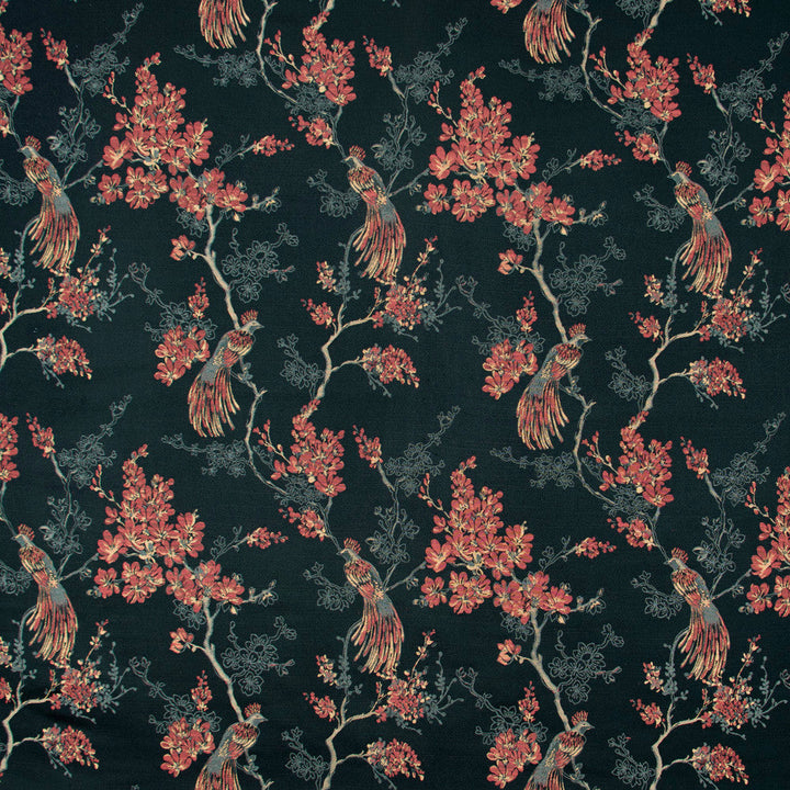 Bird In Waiting Autumn by Carole Designer Fabric Geranium 63% Polyester, 37% Viscose India N/A Horizontal: 135 and Vertical: 20625 51 - Swanky Fabrics -