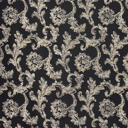 Moment Or Two Ebony by Carole Designer Fabric Wellington 100% Polyester CHINA 15,000 Wyzenbeek Double Rubs 17 1/2" V, 9 1/2" H 55" - Swanky Fabrics -
