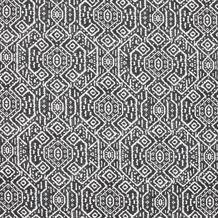 Rare Example Ebony by Carole Designer Fabric Artisan 100% Cotton PAKISTAN 12 1/2" V, 13 1/2" H HD 56.5" - Swanky Fabrics -