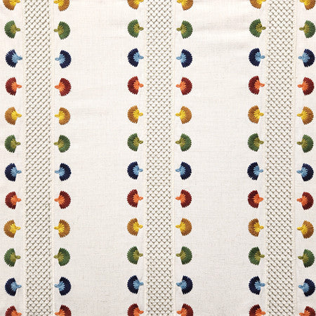 Scenic Tour Carnival by Carole Designer Fabric Go West Base: 85% Polyester, 15% Linen Embr: 89% Polyester, 11% Linen N/A 7 1/2" V, 8 1/4" H 50*" - Swanky Fabrics -