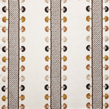 Scenic Tour Golden Spice by Carole Designer Fabric Go West Base: 85% Polyester, 15% Linen Embr: 89% Polyester, 11% Linen N/A 7 1/2" V, 8 1/4" H 50*" - Swanky Fabrics -