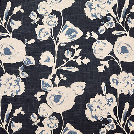 Hillview Midnight by Carole Designer Fabric Dawn & Dusk 70% Cotton, 30% Linen China 24 1/4" V, 27 3/4" H 54" - Swanky Fabrics -