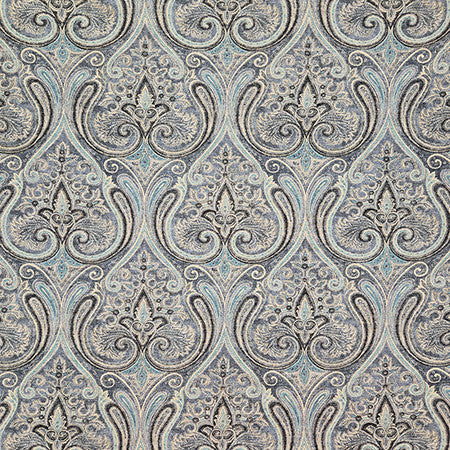 Paisley Place Indigo by Carole Designer Fabric Dawn & Dusk 75% Cotton, 25% Linen Pakistan 18" V, 6 1/2" H HD 54" - Swanky Fabrics -