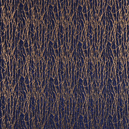Winter Branches Royal by Carole Designer Fabric Blue Steel 92% Polyester, 8% Metallic India N/A 8 1/2" V, 6 3/4" H 57" - Swanky Fabrics -