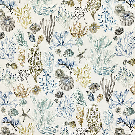 On The Coast Seamist by Carole Designer Fabric Dewdrop 100% Cotton Spain 27" V, 13 1/2" H HD 54" - Swanky Fabrics -
