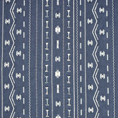 Put A Bow On It Indigo by Carole Designer Fabric Bluebell 52% Cotton, 48% Polyester India 9 1/4" V, 17 3/8" H 52.25" - Swanky Fabrics -