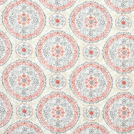 Place Setting Coral by Carole Designer Fabric Artisan 100% Cotton PAKISTAN 50,000 Wyzenbeek Double Rubs 12 1/2" V, 13 1/2" H HD 55" - Swanky Fabrics -