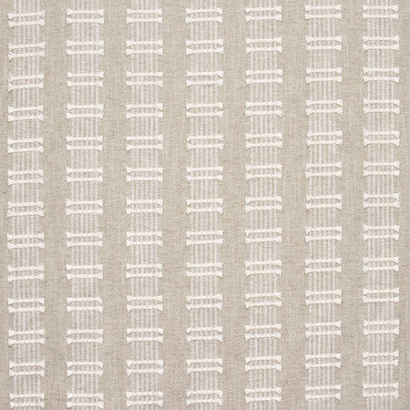 Over The Tracks Linen by Carole Designer Fabric Artisan Base: 81% Cotton, 19% Poly. Embr: 100% Cotton INDIA 2.13" V, 4" H 54.75" - Swanky Fabrics -