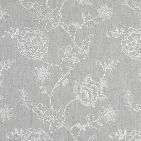 Papania Silver by Carole Designer Fabric Earthbound 89% Polyester, 8% Cotton, 3% Linen 50,000 Wyzenbeek Double Rubs 18 1/2" V, 18 1/4" H 54" - Swanky Fabrics -