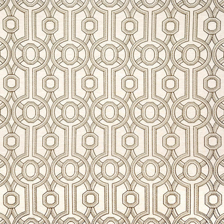Park Circle Parchment by Carole Designer Fabric Neutral Ground Base: 71% Polyester, 29% Cotton Embr: 100% Polyester India 9 1/2" V, 6 1/2" H 52"" - Swanky Fabrics -