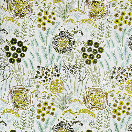 New Chapter Aqua Green by Carole Designer Fabric English Garden Base: 100% Cotton Embr: 100% Viscose N/A 30" V, 26" H 51*" - Swanky Fabrics -