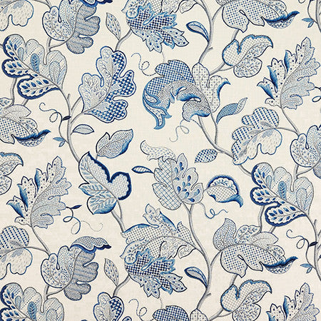 Briarway Blue Sand by Carole Designer Fabric Dewdrop 100% Cotton Spain 27" V, 27" H HD 54" - Swanky Fabrics -
