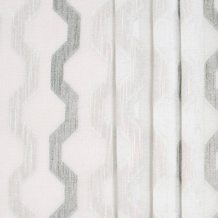 Two Paths Silver by Carole Designer Fabric Sheer Marvel 100% Polyester TURKEY N/A 7 1/2" V, 7 5/8" H 118" - Swanky Fabrics -