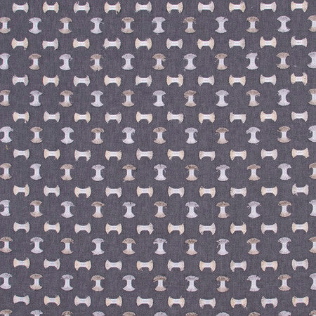 Pick A Bow Gunmetal by Carole Designer Fabric White Smoke 50% Polyester, 50% Cotton India Passes 25,000 Double Rubs Wyzenbeek Horizontal: 6 1/4" and Vertical: 5 1/4" V 52" - Swanky Fabrics -