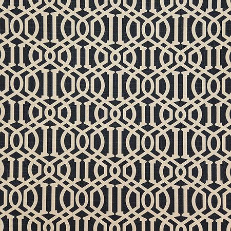 Cant Say No Black by Carole Designer Fabric Earth & Stone 70% Cotton, 30% Linen China 8" V, 4 1/2" H HD 54" - Swanky Fabrics -