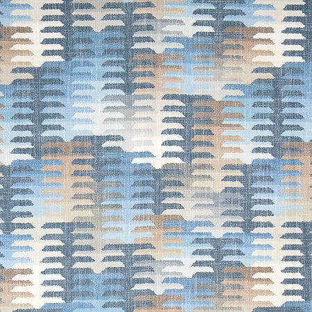 Canyon Crossing Bluestone by Carole Designer Fabric Go West 36% Polyester, 26% Cotton, 22% Viscose, 16% Linen 50,000 Wyzenbeek Double Rubs 26" V, 26 1/4" H 52 1/2" - Swanky Fabrics -