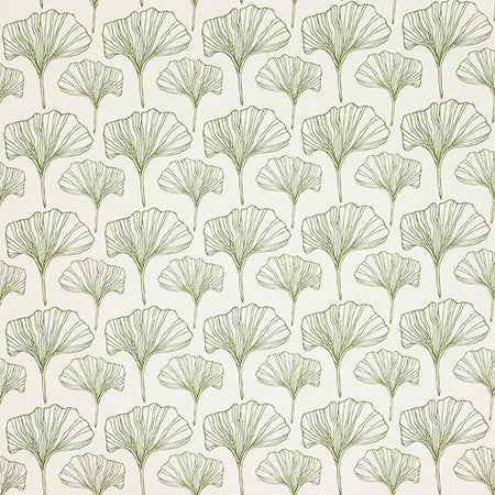 Ginkgo Sketches Moss by Carole Designer Fabric Evergreen 100% Cotton Spain 4 1/2" V, 4 1/2" H 54" - Swanky Fabrics -