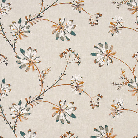 So In Love Deep Teal by Carole Designer Fabric Wallflower Base: 50% Poly, 50% Cotton. Embr: 60% Poly, 40% Cotton INDIA N/A 15 1/2" V, 25" H 51" - Swanky Fabrics -