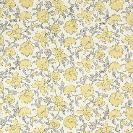 Storybrook Saffron by Carole Designer Fabric English Garden 50% Cotton, 35% Viscose, 15% Linen 15,000 Wyzenbeek Double Rubs 9 1/2" V, 18 1/2" H 54" - Swanky Fabrics -