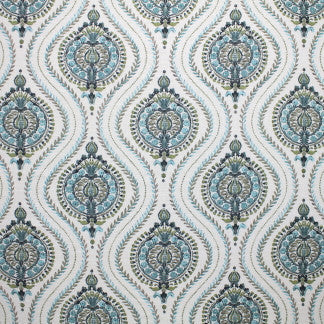 Once Again Teal by Carole Designer Fabric Bold Adventure 55% Linen, 45% Rayon China Passes 40,000 Double Rubs Wyzenbeek Horizontal: 13 1/2" and Vertical: 13 1/2" 55" - Swanky Fabrics -