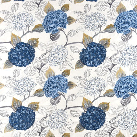Hydrangea Park Navy by Carole Designer Fabric Muse 70% Cotton, 30% Viscose India N/A 15 3/4" V, 17" H 50" - Swanky Fabrics -