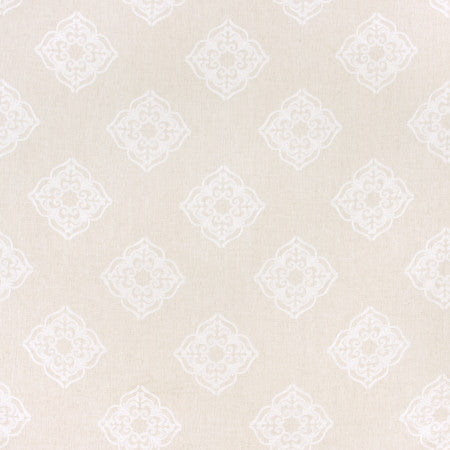 Parlor Games White by Carole Designer Fabric COCONUT CREAM 95% Polyester, 5% Linen China N/A </p><p>Repeat: 11 3/4" V, 11 3/4" H 54" - Swanky Fabrics -