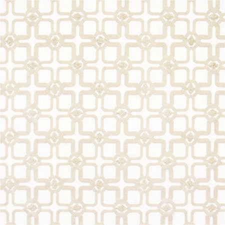 Close Quarters Cream by Carole Designer Fabric Moonstone 73% Cotton, 27% Polyester India N/A 4 3/4" V, 4 1/2" H 53.25" - Swanky Fabrics -