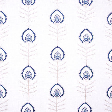 Peacock Feather Cobalt by Carole Designer Fabric Bluebird 60% Polyester, 30% Viscose, 10% Cotton China N/A 11 3/4" V, 10 1/2" H 52" - Swanky Fabrics -